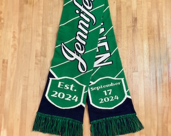 Custom Knit Soccer Wedding Scarf - Personalized design with your text & colors, Football Scarf, Soccer Scarf, Sports Scarf