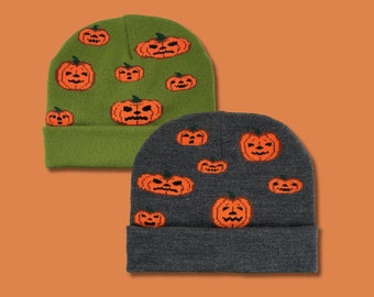 Halloween Jack-O-Lantern Knit Beanie Hat