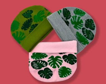 Monstera Houseplant Knit Beanie Hat