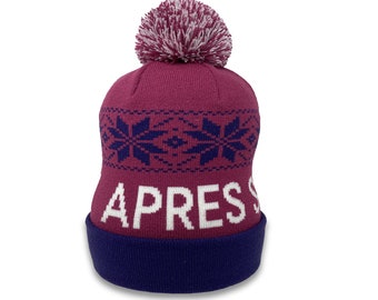 Custom Knit Beanie Hats for Your Ski Trip - Personalized Colors and Text - Apres Ski Hats - Made in the USA