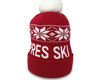 Custom Knit Beanie Hats for Your Ski Trip - Personalized Colors and Text - Apres Ski Hats - Made in the USA