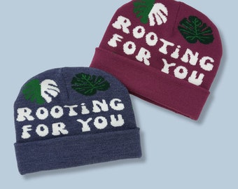 Rooting For You Botanical Knit Beanie Hat