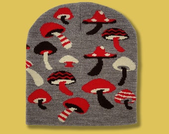 Mushrooms Knit Beanie Hat