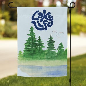 Lake Life Watercolor Garden Flag | Outdoor Yard Decor for Cottage, Lake House & Summer Vibes