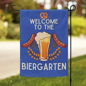 Biergarten Garden Flag - Outdoor Backyard Decor Beer Bargen Banner for Patio, Lawn & Yard Celebration