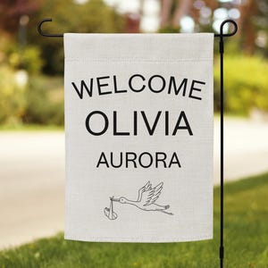Personalized Welcome New Baby Garden Flag – Custom Baby Shower Gift, Nursery Decor, Outdoor Lawn Banner, Newborn Announcement Sign