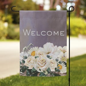 Modern Farmhouse &quot;Welcome&quot; Yard Flag - Decorative Front Door or Garden Flag for Outdoor Seasonal Decor