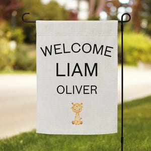 Personalized New Baby Garden Flag Welcome Sign | Custom Baby Shower Gift | Nursery Yard Decoration | Newborn Celebration Outdoor Banner