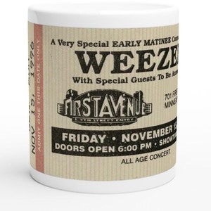 Weezer Pinkerton Tour Konzertticket Stub Tasse - 1996 First Avenue Minneapolis - Einzigartiges Geschenk für Musikliebhaber