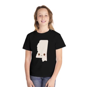 Smiley Mississippi Karte Jugend T-Shirt, Kinder T-Shirt, Happy Face Zustand Shirt, Kinderbekleidung, Sommerferien Outfit