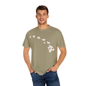 Smiley Hawaii Karte T-Shirt, Süßes Unisex T-Shirt, Glückliches Gesicht Grafik Shirt, Urlaub Top, Spaß Insel Kleidung