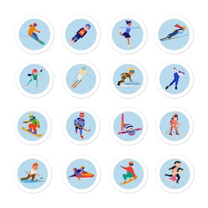 Olympic Winter Sports Sticker Pack | Bobsled, Hockey, Skiing, Figure Skating and More Bubble-Free Stickers