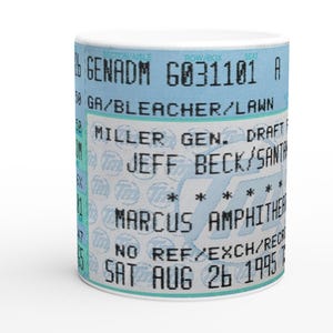 "Jeff Beck & Santana ""Konzertticket"" Stub Becher - 1995 Musikgeschenk - spülmaschinenfest Keramik Kaffeetasse."