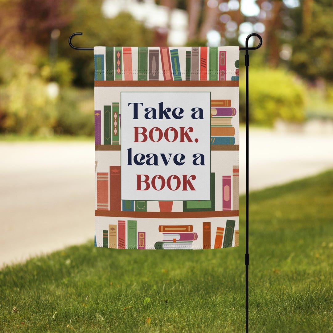 Library Flag Sign Little Free Library Garden Flag - Colorful Take a Book Shelves Yard ...