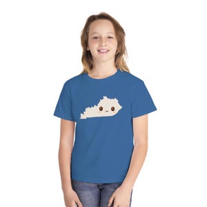 T-shirt jeune fille smiley carte Kentucky, T-shirt garçon fille, haut graphique enfant, jolie chemise enfant, vêtements State Pride