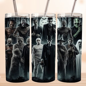 Horror Characters 20 Oz Skinny Tumbler Wrap, Horror Movie Tumbler Designs, Scary Movie Png, Horror Movies 20 Oz Skinny Tumbler Sublimation