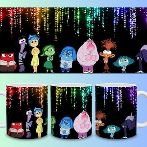 Cartoon Characters Mug Wrap, Cartoon Emotions 11oz & 15oz Mug Template, 11oz Mug Png, 15oz Mug Png, Coffee Mugs Png, Mental Health Mug Wrap