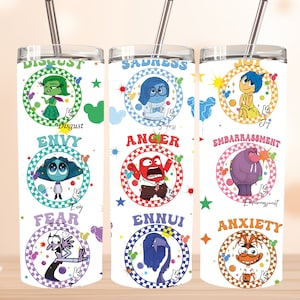 Cartoon Characters 20 oz Skinny Tumbler Png, Cartoon Emotions 20oz Tumbler Png, Movies Characters 20oz Tumbler Wrap, Emotions  Tumbler wrap