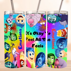 Cartoon Characters 20 oz Skinny Tumbler Png, Cartoon Emotions 20oz Tumbler Png, Movies Characters 20oz Tumbler Wrap, Emotions  Tumbler wrap
