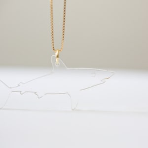 Sneaky Shark Necklace - Shark Necklace - Gold Shark Necklace - Clear Shark Necklace - Shark Charm - Shark Jewelry - Clear Shark Charm