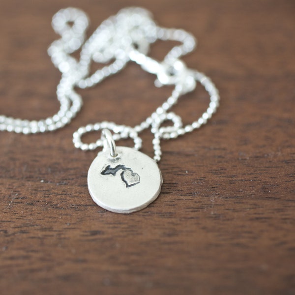 Tiny Michigan Necklace Silver Michigan Necklace State Charm State Necklace MI Small State Charm Michigan Charm Michigan Necklace