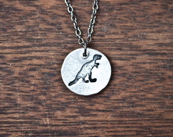 Joyería de dinosaurios, collar de dinosaurio, collar de plata de tiranosaurio rex