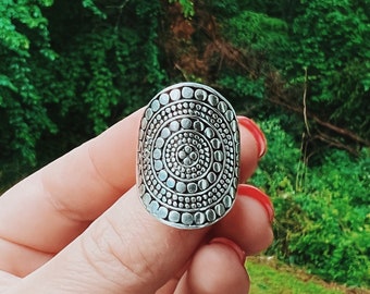 Boho Hippie ring, gotische unisex ringen, zilveren dikke ring, sterling zilveren ring, boho ring