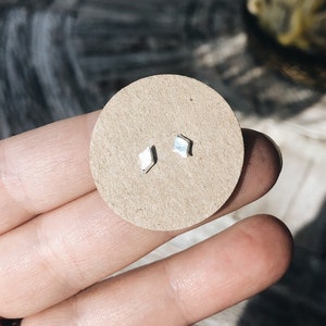 Diamond Shaped Earrings, Diamond Studs, Stelring Silver Studs, Delicate Studs