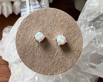 Opal stud earring sterling silver, gold opal earring, white opal, blue opal stud earring, minimalist dainty stud , earrings set