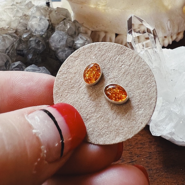 Amber Studs, Baltic Amber Earrings, Sterling Silver, Natural Amber, Amber Jewelry, Dainty Amber Earrings, Studs, Gift for her