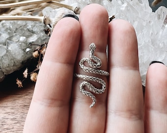 Adjustable Dainty Snake Ring, Sterling Silver Ring, Open Snake Ring, Serpent Ring, Animal Ring, Snake Jewelry for Women, Gift for Her