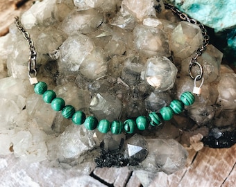 Collier Taureau Collier Malachite, Bijoux Malachite, Colliers en cristal véritable perlé pour femmes, Cadeaux pour elle