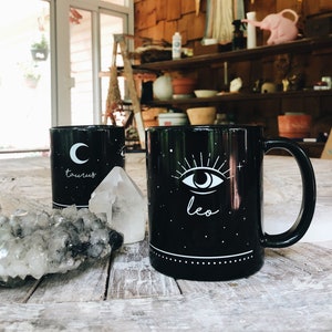 Personalizado grandes três sinais da astrologia, caneca da astrologia, canecas personalizadas, caneca personalizada do zodíaco do nascer da lua do sol, café do gráfico de nascimento