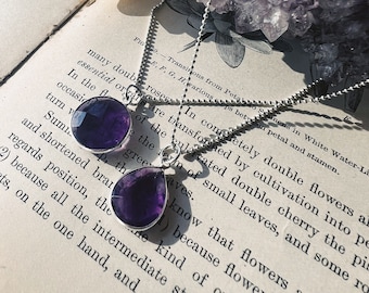 Natural Amethyst Necklace, Healing Crystals Necklace, Birthstone Jewelry, Statement Necklace, Protection Necklace, Jewelry for Gift