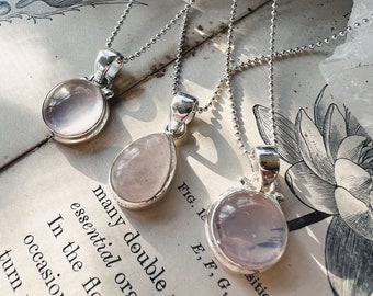 ROSE QUARTZ Necklace, Raw Crystal Necklace, Rose Quartz Crystal Necklace