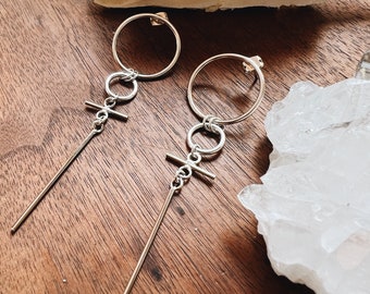 Elegant Minimalist Earrings, 925 Sterling Silver Delicate Simple Long Dangle Statement Earring Gift for Bridesmaid Her Sister Girlfriend Mom
