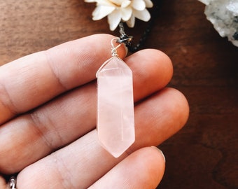 Dainty Handmade Rose Quartz Necklace • Raw Healing Crystal Necklace • Raw Gemstone Jewelry • Natural Healing Rose Quartz Jewelry