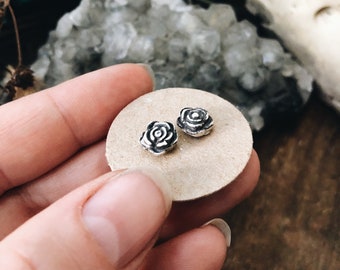 Rose Earrings - Flower Studs - rose stud earrings - rose studs - sterling silver studs - flower earrings - flower studs - silver rose studs