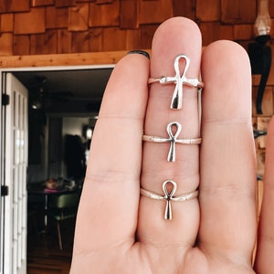 Silver Ankh Ring - Cross Ring - Solid Gold Ring - Egyptian Ring - Minimalist Jewelry - Egyptian Ankh Cross - Key of Life Ring