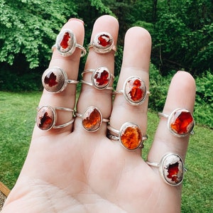 Handmade Mexican Fire Opal Sterling Silver Ring Sterling Silver Stone Bezel Stone Ring