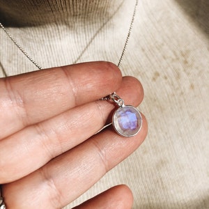 Rainbow Moonstone Necklace, Tiny Crystal Jewelry , June Birthstone Gift , Raw Rainbow Moonstone, Rainbow Moonstone Pendant