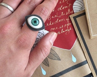 Eye Ring, Eyeball Ring, Sterling Silver Eyeball Ring, Eye Jewelry