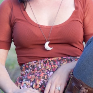 Crescent Moon Necklace, Moon and Stars, Lunar, Celestial, Moon Phase, Half Moon Pendant, sterling silver, gift for her, On Trend