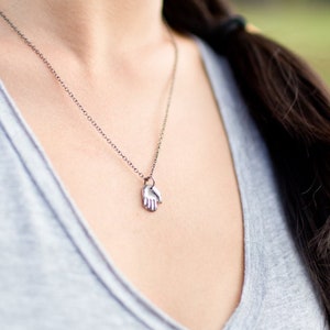 Hand necklace, Hand necklace silver, Small Hand Necklace, Hamsa Jewelry
