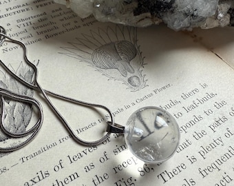 Quartz Orb Necklace Silver Gold Pools of Light