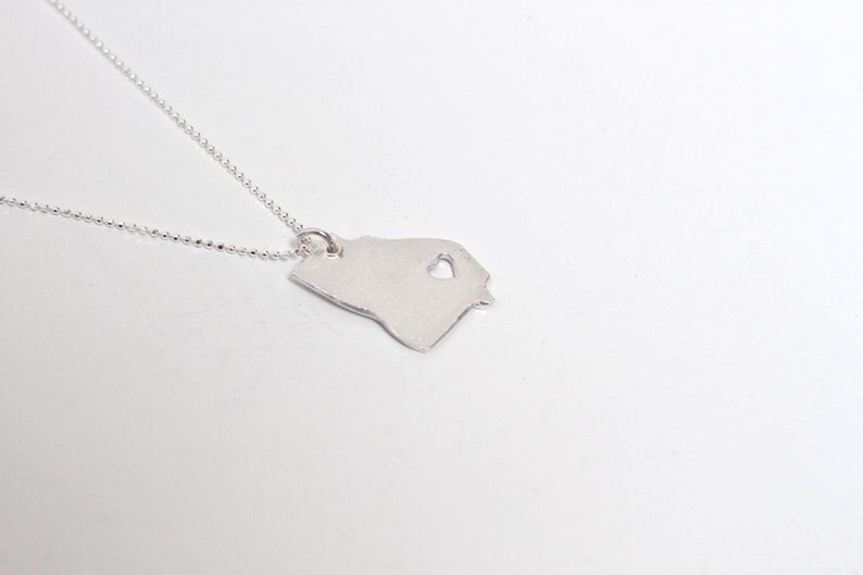 I Heart State Necklace Silver Necklace State Etsy
