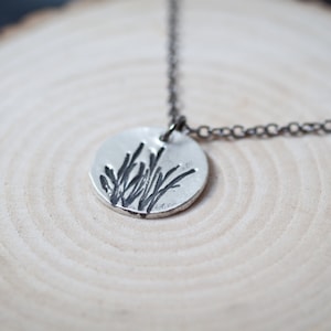 Sprigs - Grass Necklace Nature Silver Necklace Circle Grass Pendant