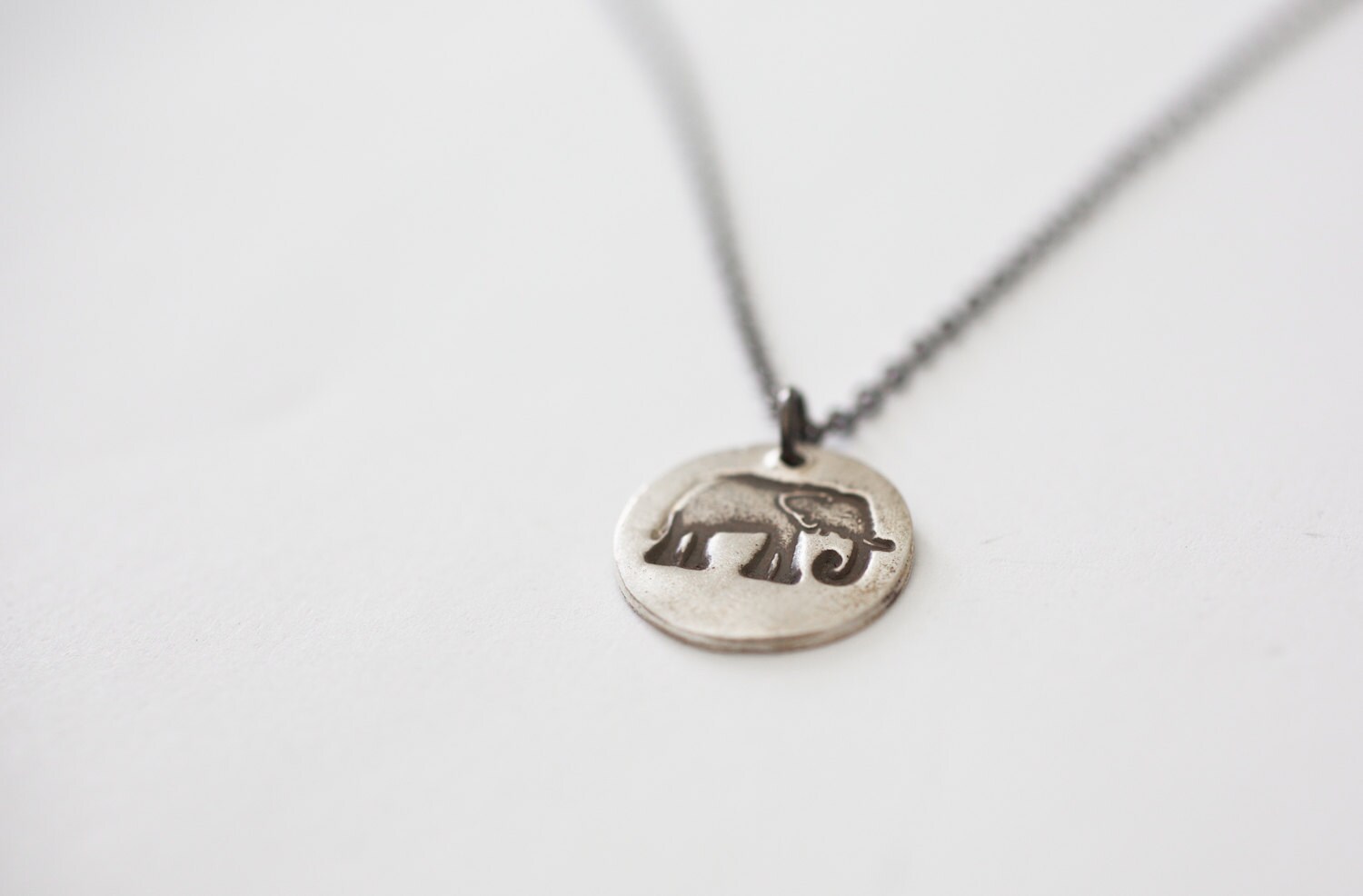 Simple Elephant Circle Elephant Necklace Silver Elephant - Etsy