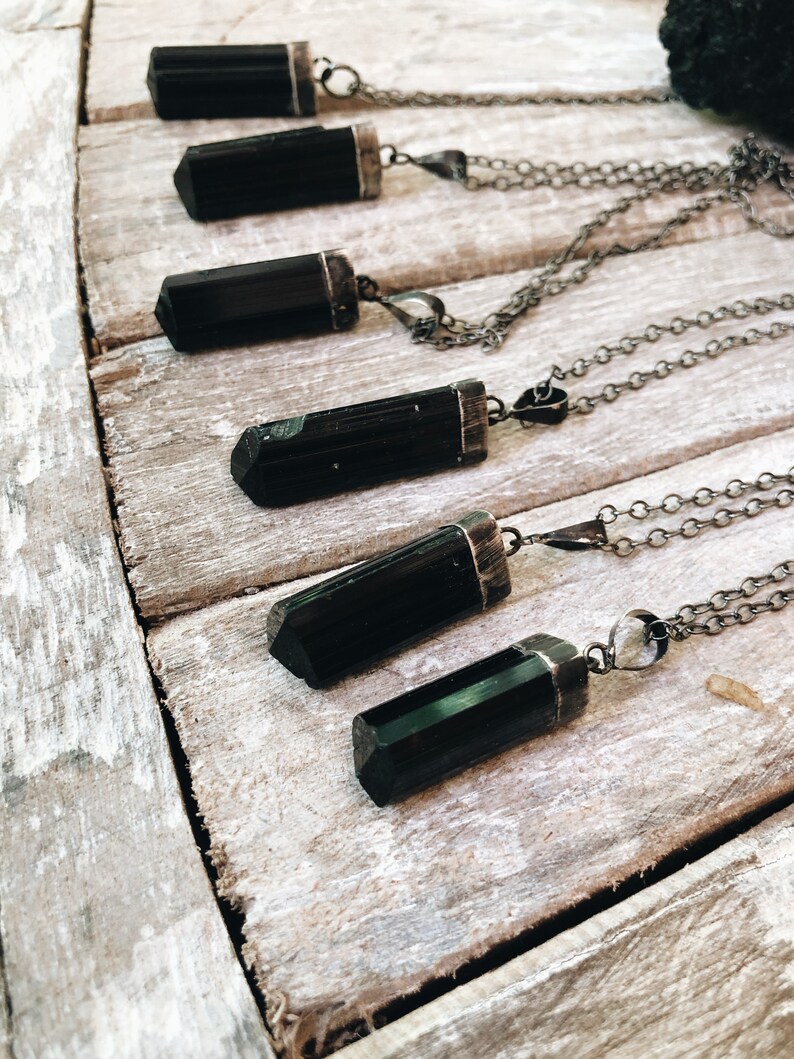 Raw Black Tourmaline Necklace, Protection Necklace, Black Stone Necklace, Black Crystal Necklace, Black Gemstone, Meditation image 4