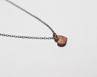 Heart Necklace, Wooden Heart Necklace - Wood Heart, Dainty Necklace, Minimalist Necklace